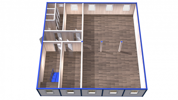 Модульное здание штаб строительства с туалетами в 2 этажа Модель: РС-М06