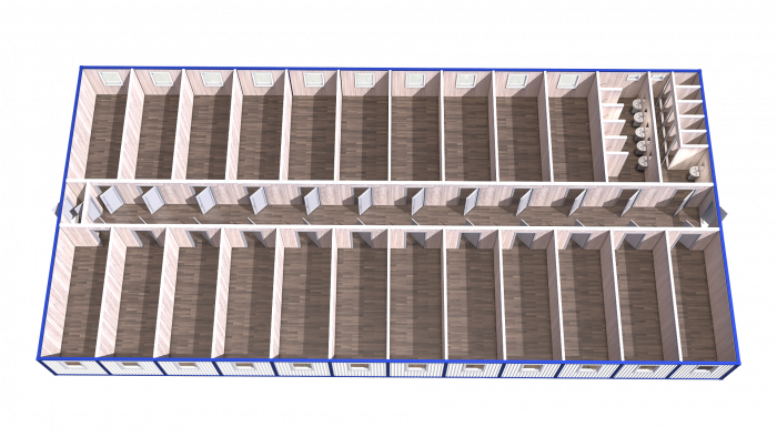 Модульное здание общежитие на 88 человек в 2 этажа Модель: РС-М07