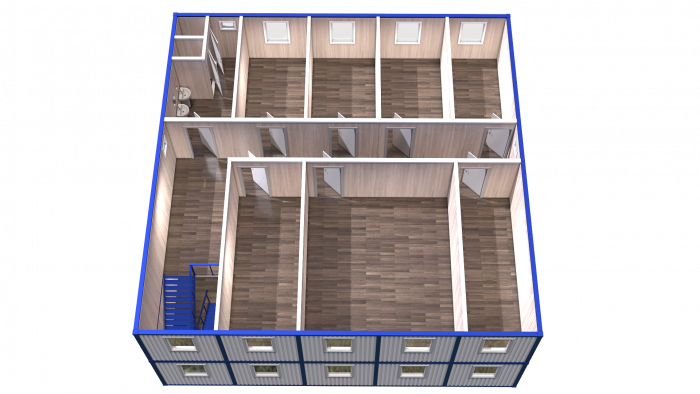 Модульное здание штаб строительства с туалетами в 2 этажа Модель: РС-М06