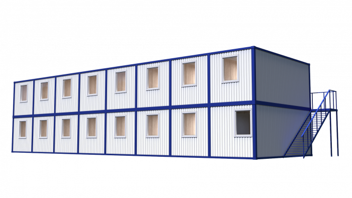 Модульное здание для проживания сотрудников с тамбуром в 2 этажа Модель: РС-М05