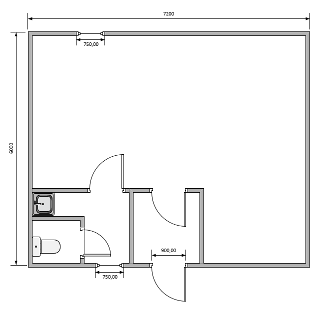 Модульное здание РС-М02 с тамбуром и сантехническим помещением