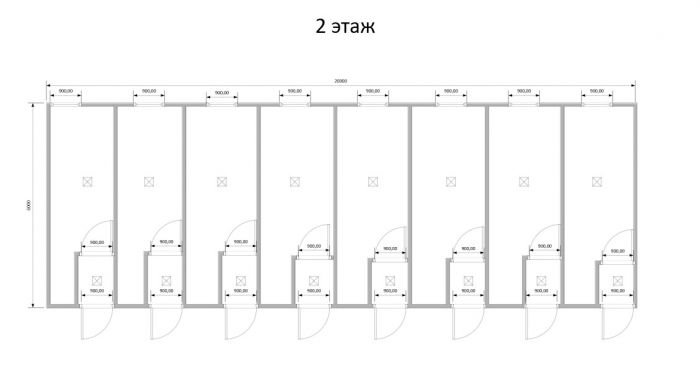 Модульное здание для проживания сотрудников с тамбуром в 2 этажа Модель: РС-М05