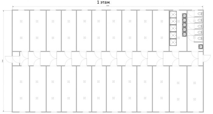 Модульное здание общежитие на 88 человек в 2 этажа Модель: РС-М07