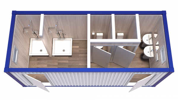 Блок-Контейнер сантехнический с двумя душевыми и двумя туалетами модель: РС-С05